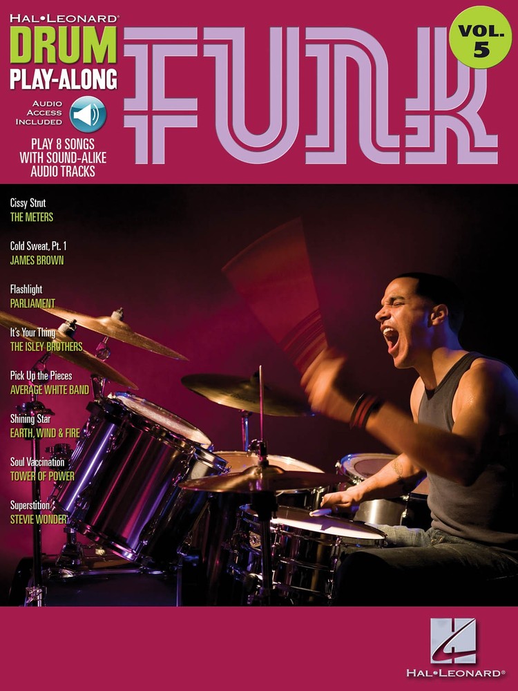 Funk Drum Play-Along Vol 5 Sheet Music Songs Hal Leonard Book Online Audio