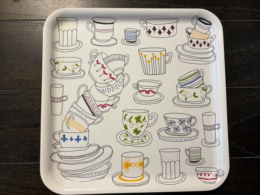 Square Plastic Serving Tray, IKEA cup pattern