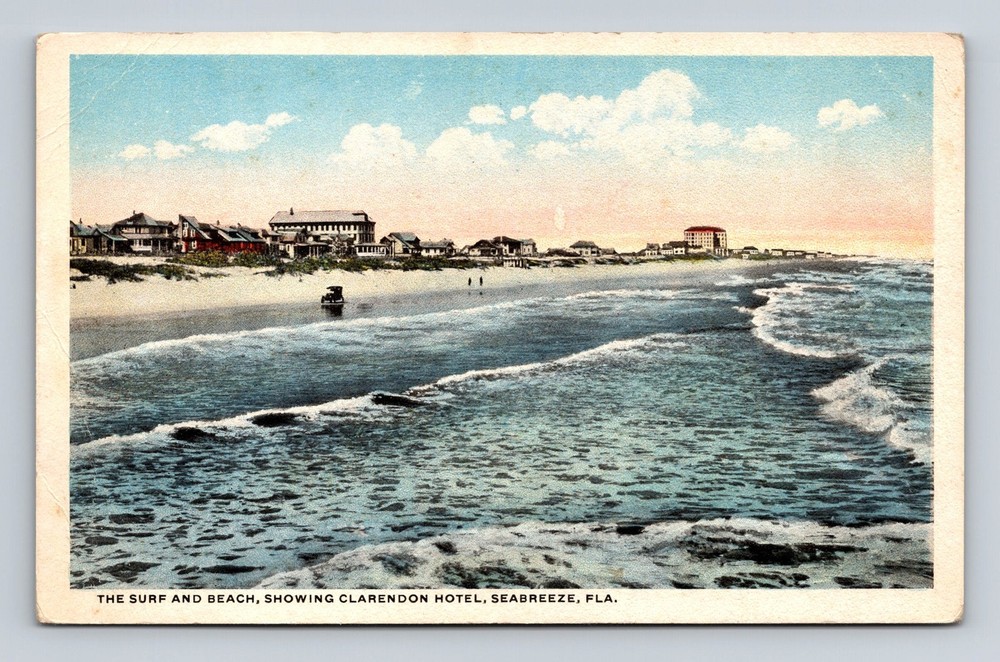 Seabreeze FL-Florida Surf And Beach Clarendon Hotel Vintage Postcard