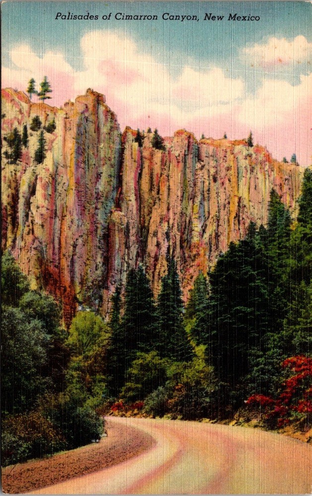 Dr Jim Stamps Postcard Palisades Of Cimarron Canyon New Mexico Linen