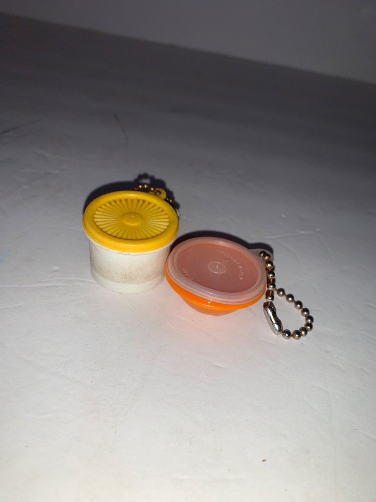 Vintage Mini Tupperware Bowl With Lids Keychains Set Of 2