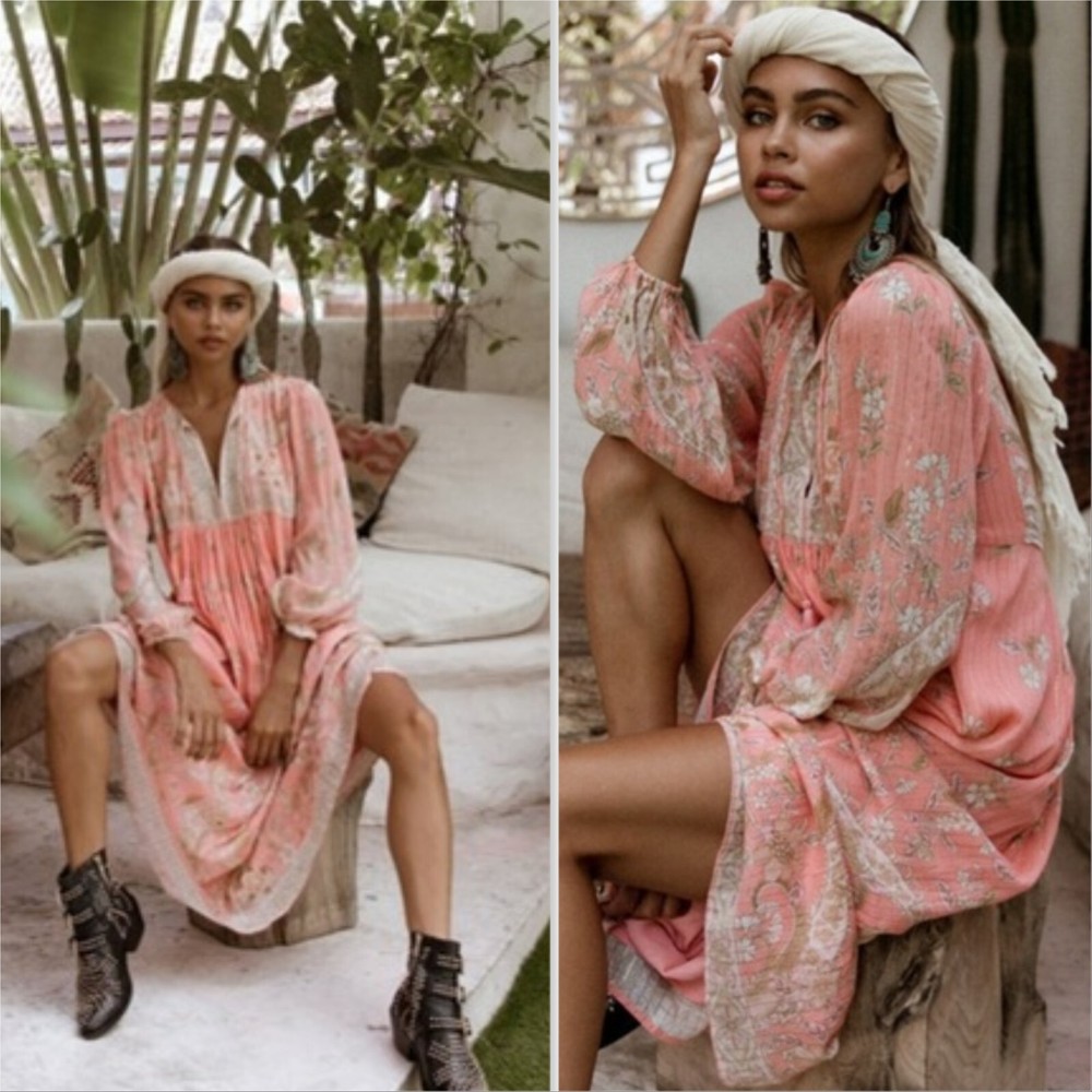 SPELL & THE GYPSY COLLECTIVE Womens XS or 6 Hendrix Dusty Pink Boho Dress NEW