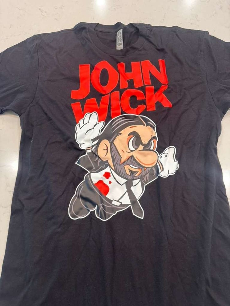 John Wick Mario Parody T-Shirt - Next Level Apparel - Black - Men's Size M