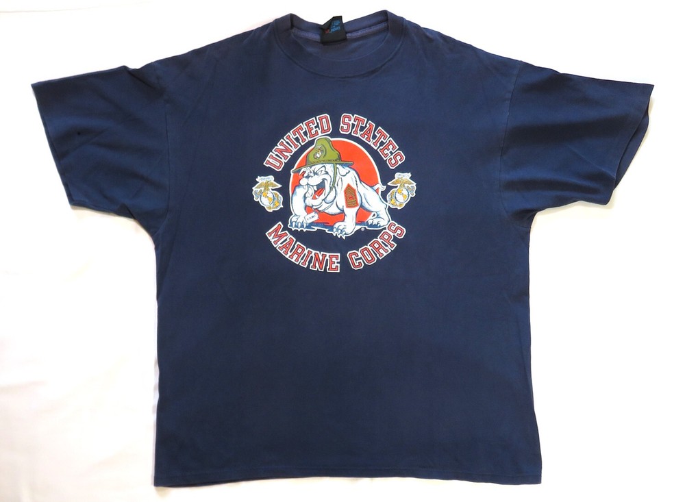 United States Marine Corps Vintage T Shirt 1990's USA Military Bulldog Logo