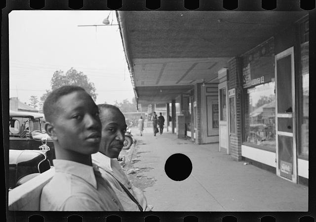 Photo:1930s African American Men on Sidewalk Storefront Street Scene