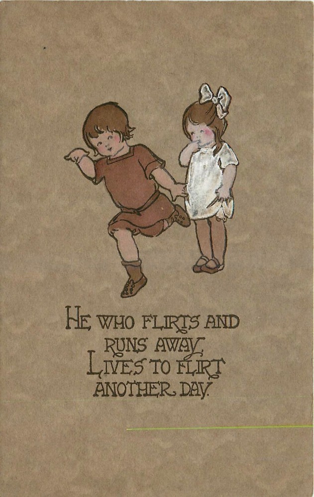 c1910 Arts & Crafts Flirt Saying artist impression Children Postcard 25-9381