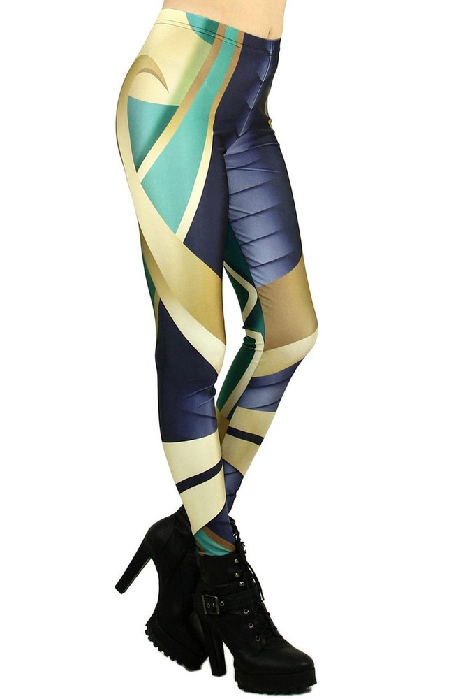 Graphic Print Natural Armor Leggings Green S