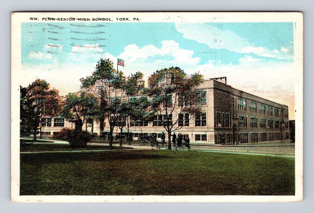 York PA- Pennsylvania, WM Penn Senior High School, Vintage c1928 Postcard