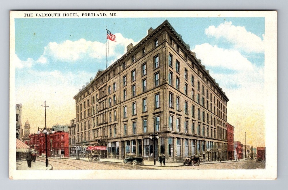 Portland ME-Maine, The Falmouth Hotel, Advertising, Antique Vintage Postcard