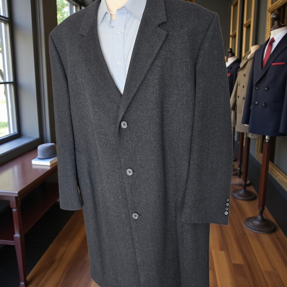 Ralph Lauren Overcoat 52L Wool Cashmere Charcoal Flannel