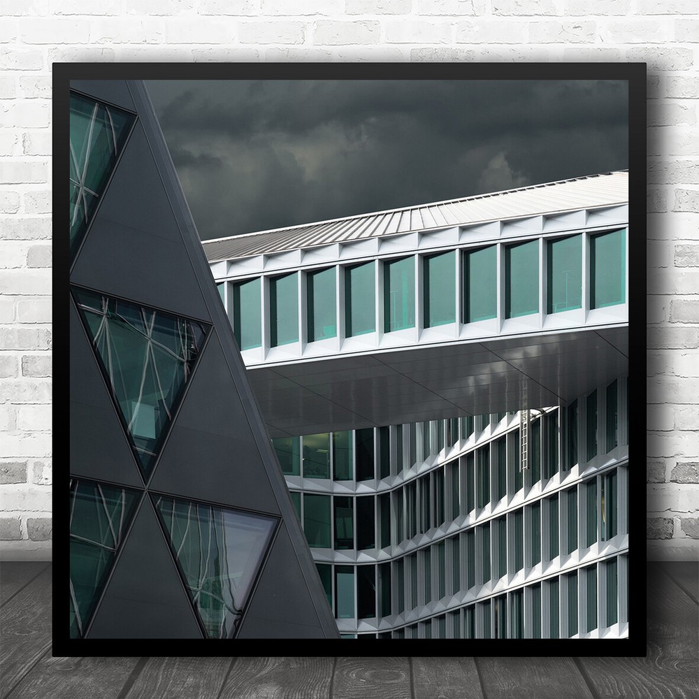 Turquoise Teal Architecture Triangle Geometric Square Art Print for Office Decor