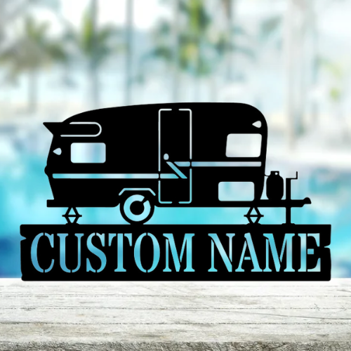 Custom Fifth Wheel Camper RV Sign, Metal Outdoor Camping Sign, Family Camp Sign