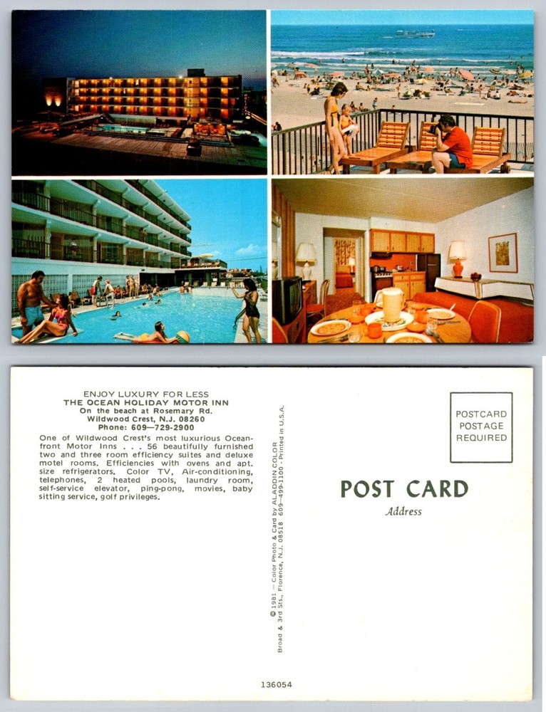 1981 Ocean Holiday Motor Inn Wildwood Crest NJ Resort Beach Postcard