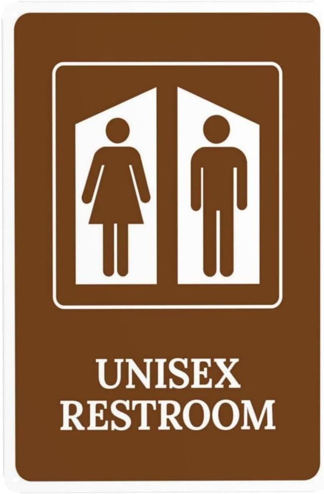 Unisex Restroom Warning Metal Sign for Indoor Outdoor Safety Decor 8 x 12 Inch