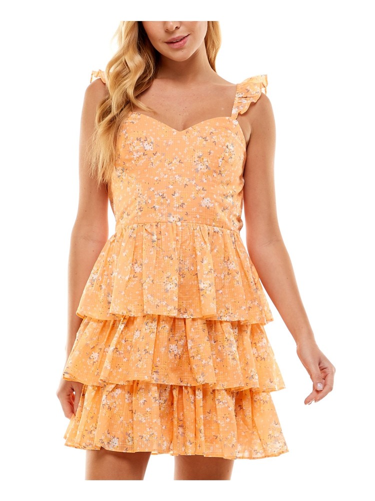 CITY STUDIO Womens Orange Skirt Lined Sleeveless Short Dress XXS