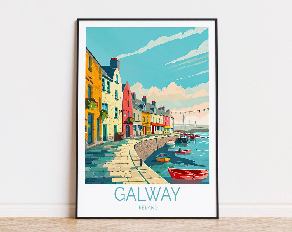 Galway Travel Print Ireland Wall Art Ireland Galway Custom Travel Poster Home