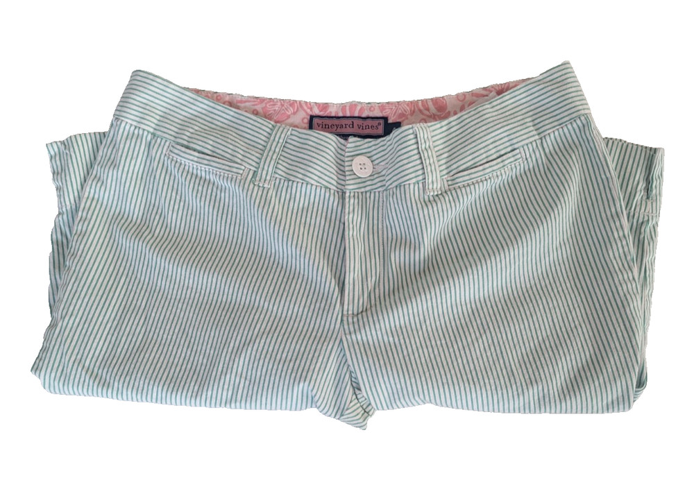 Vineyard Vines Women’s 4 Bermuda Shorts Mint Striped by Shep & Ian Golf Coastal