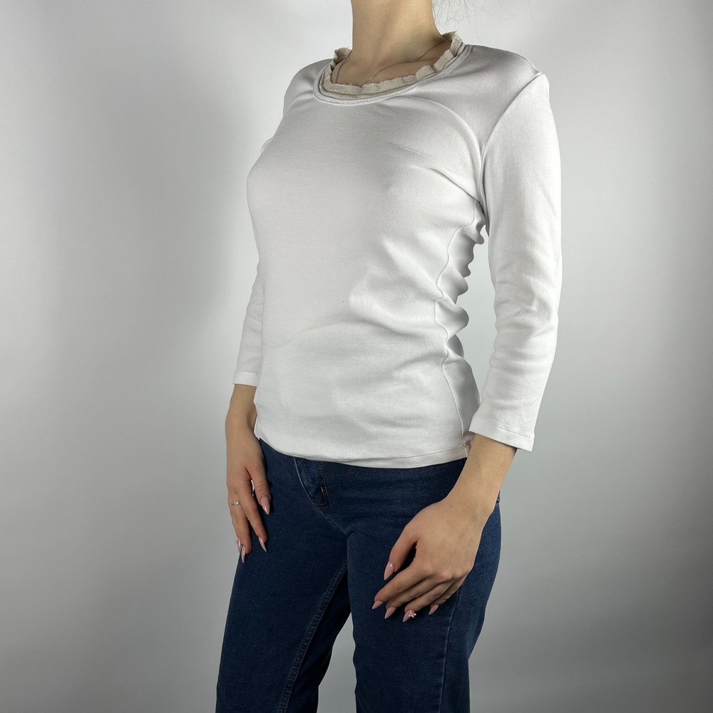 Fabiana Filippi Women’s White Top Blouse Size M Made in Italy Minimalist Luxury