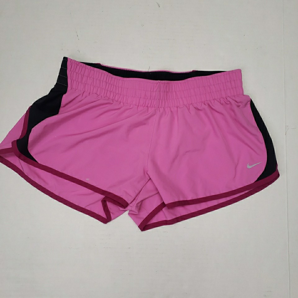 Nike Running Shorts Women’s Large Dri-Fit Brief Lined Polyester Pink/Black EUC