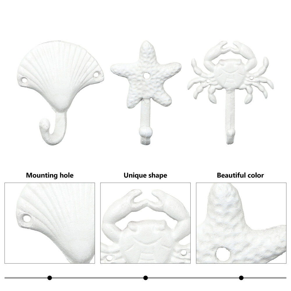 3 Pcs Mediterranean Wall Decor Beach Themed Coat Hooks Coastal Coat Hooks