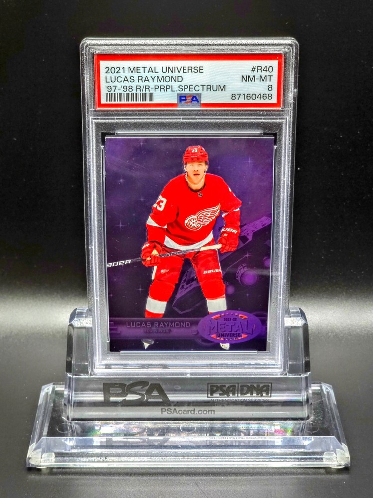 Lucas Raymond 2021-22 UD Skybox Metal Universe Purple Spectrum R40 PSA 195/199 Hockey Card