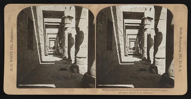 Philae Egypt 1901 Temple of Isis West Colonnade Stacked Columns Stereo View