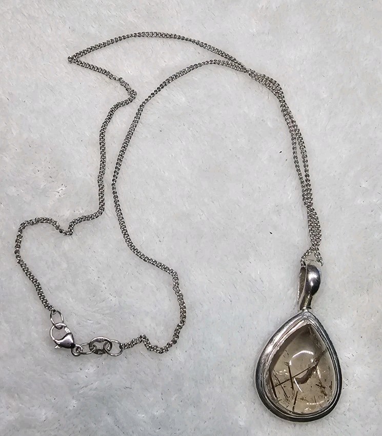 James Avery Sterling Silver Necklace & Rutilated Quartz Pendant Set 925 India...