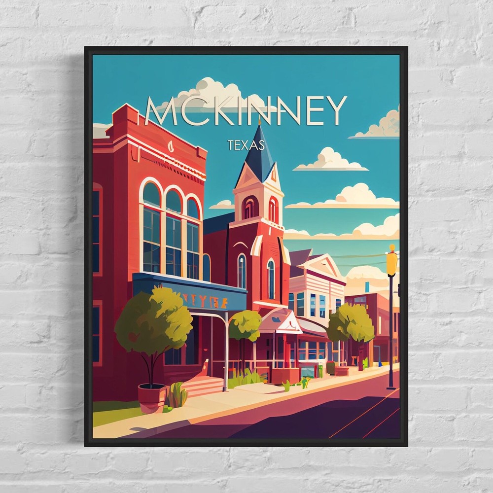 Mckinney Texas Retro Art Print Mckinney Wall Art Illustration Mckinney Vintage