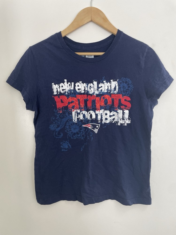 NFL New England Patriots Womens Juniors Navy Crewneck T-Shirt