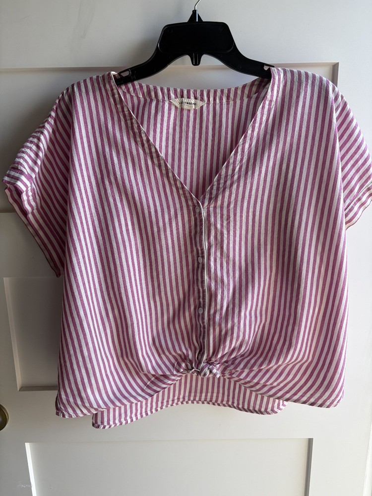 100% cotton Pink & White Stripe Lucky brand womens tops xl