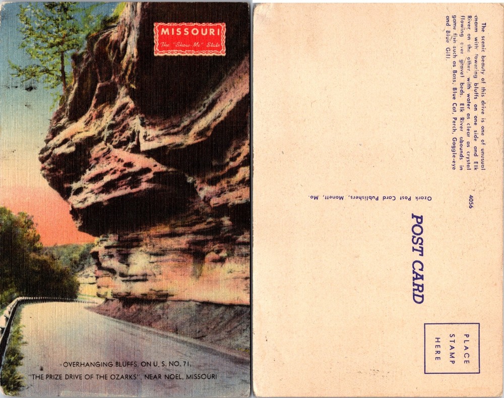 Overhanging Bluffs Prize Drive Near Noel Missouri Postcard