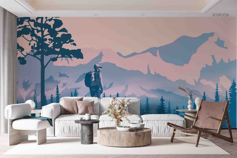 3D Mountain Forest Travel Illustration Wall Murals Wallpaper Murals Wall Sticker