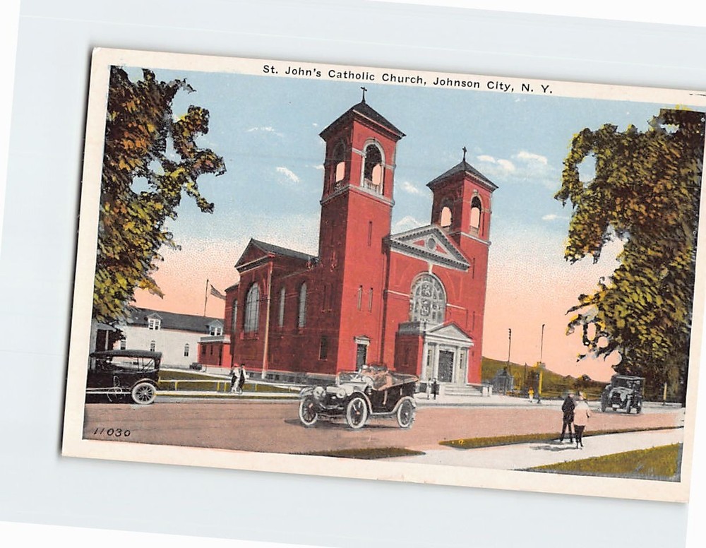 Postcard St. John's Catholic Church Johnson City NY USA