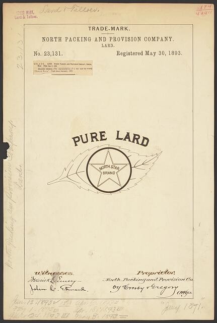Photo:North Packing and Provision Company for Pure Lard brand Lard