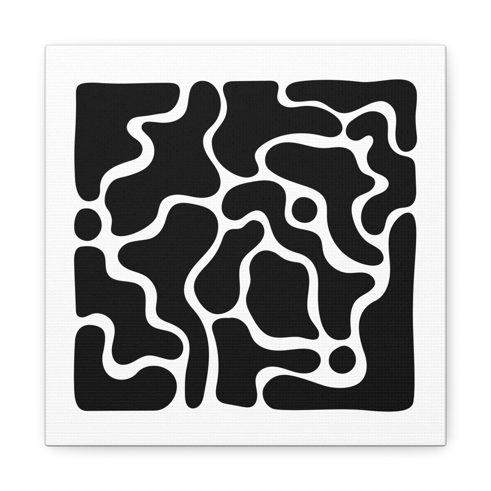 Canvas Black and White Print Art Abstract Design with Minimalist Fluid Pattern-image