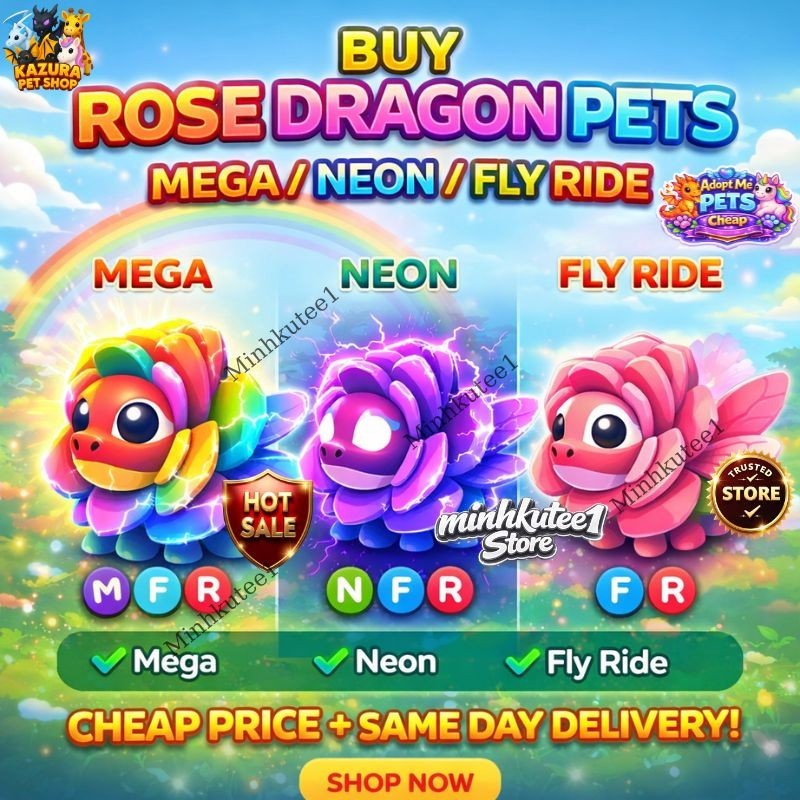 ✨ Rose Dragon (Meega / Neeon / Fly Ride) Adopt M1e Cheap Price | Fast Delivery