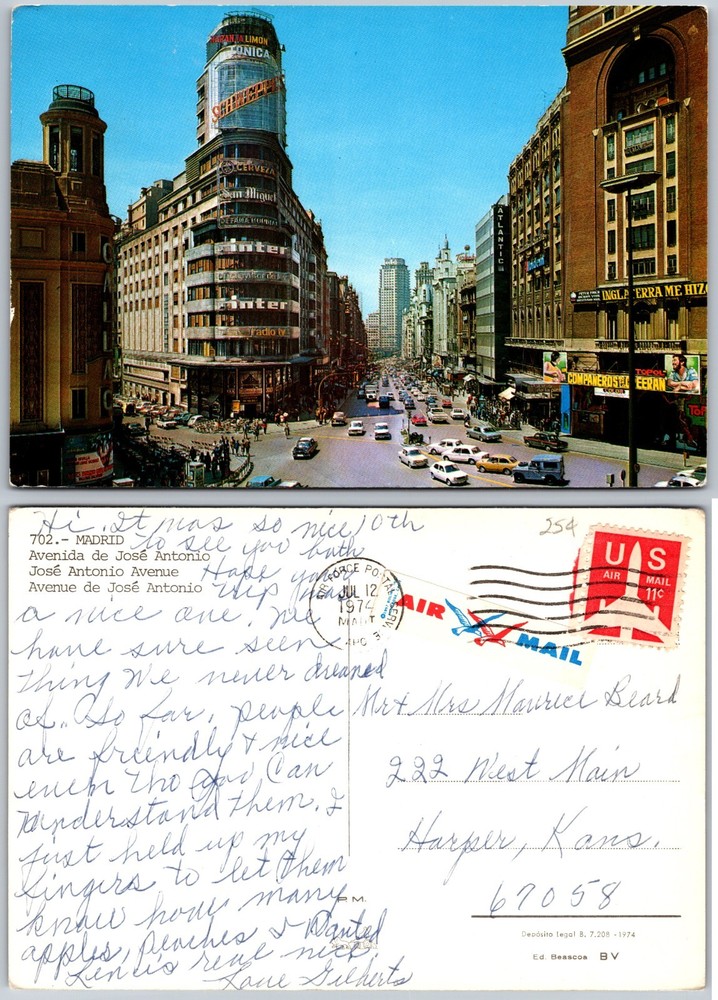 Continental Gran Via Street Madrid Postcard