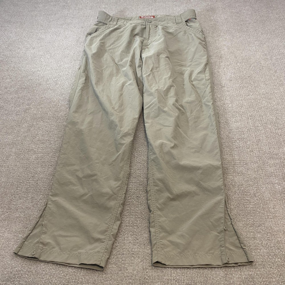 Simms Pants Mens Size XL Beige Nylon Fishing Elastic Waist Lightweight Outdoor