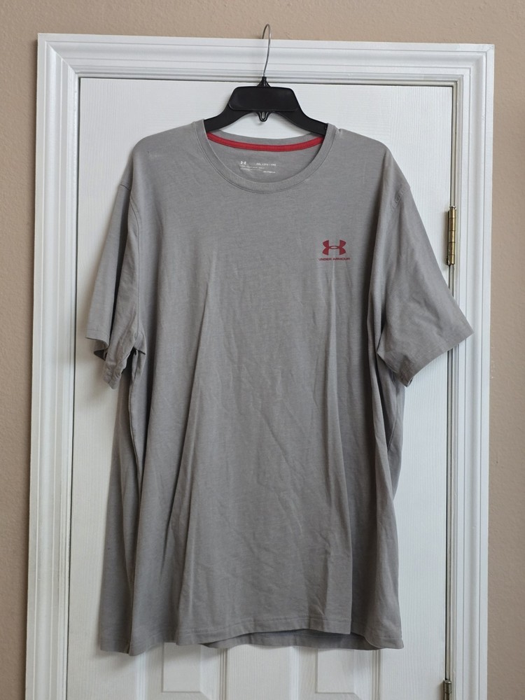 Men's Under Armour Heatgear Grey/Red Logo T Shirt - Size 2XL