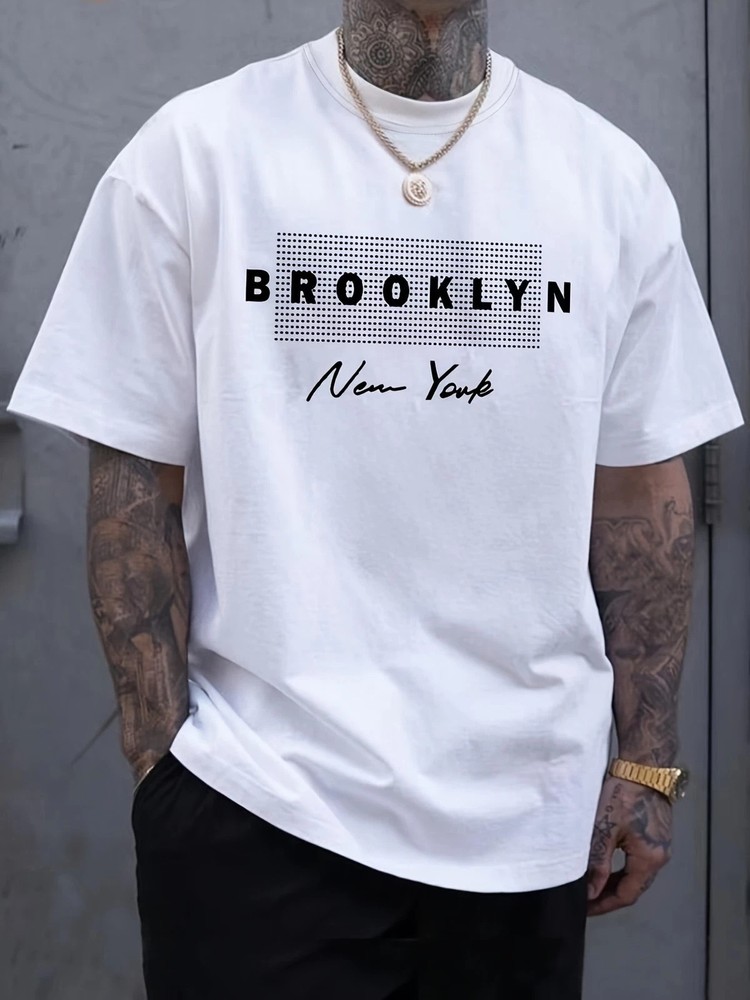 Brooklyn New York T Shirt Mens Streetwear Graphic Tee Casual Top