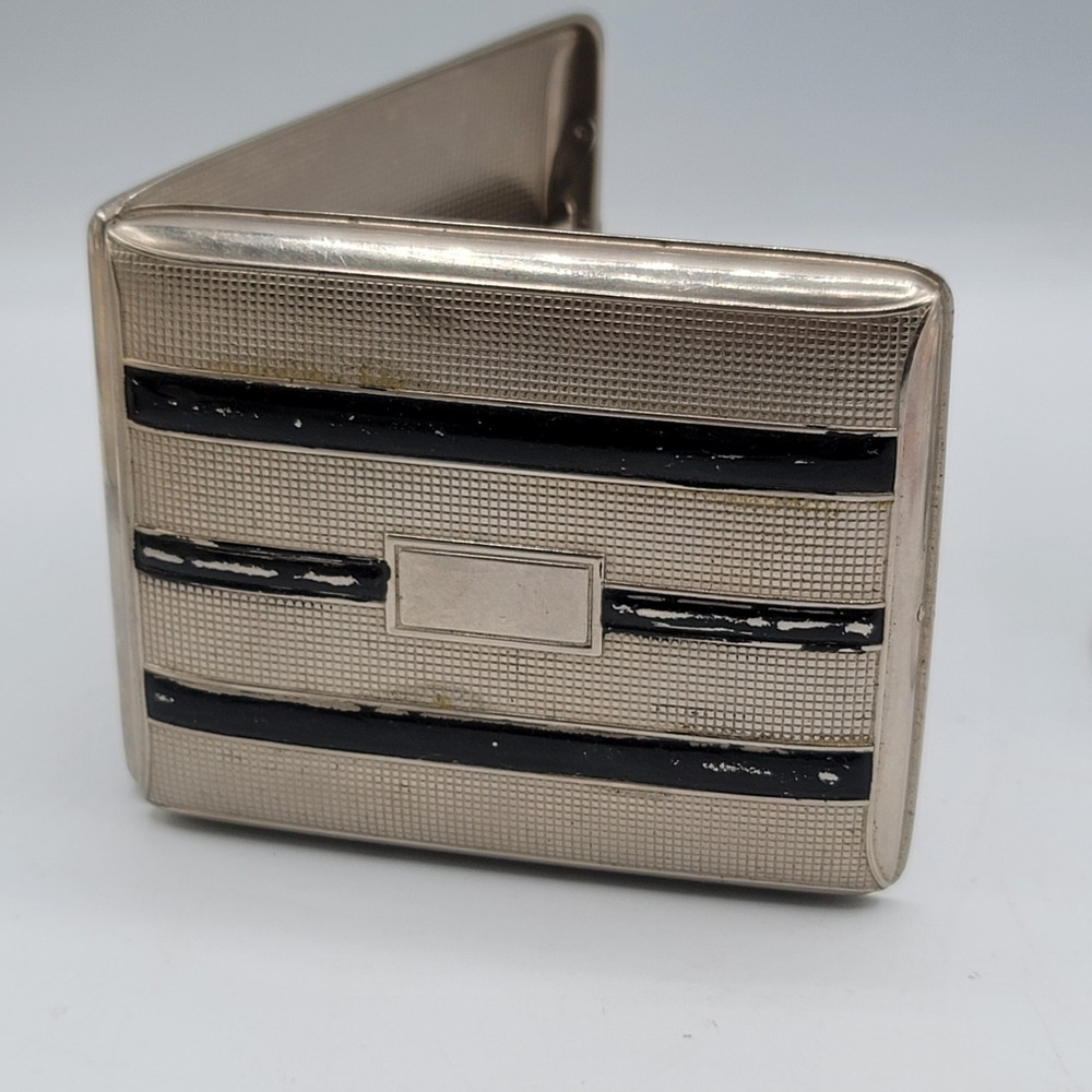 Antique Evans Cigarette Case Money Holder with Clock Spring Bound Silver Tone