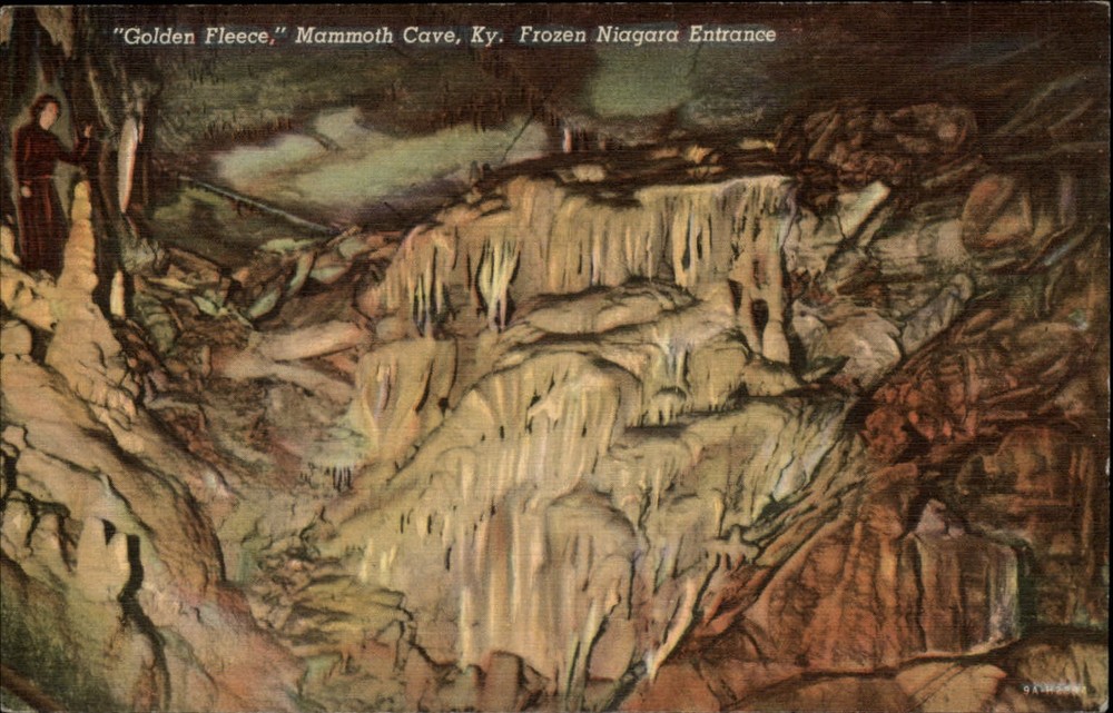 Mammoth Cave Kentucky Golden Fleece Frozen Niagara rock formation postcard
