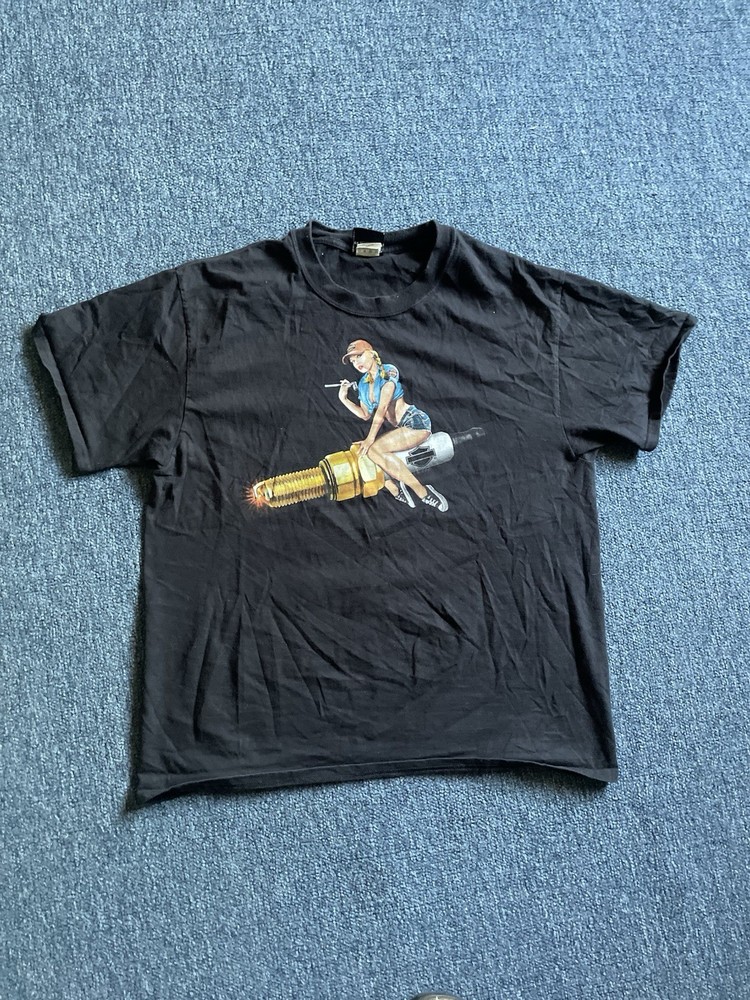 Vintage Y2K Harley-Davidson Pinup Girl Biker Black T Shirt Sz Men’s Large