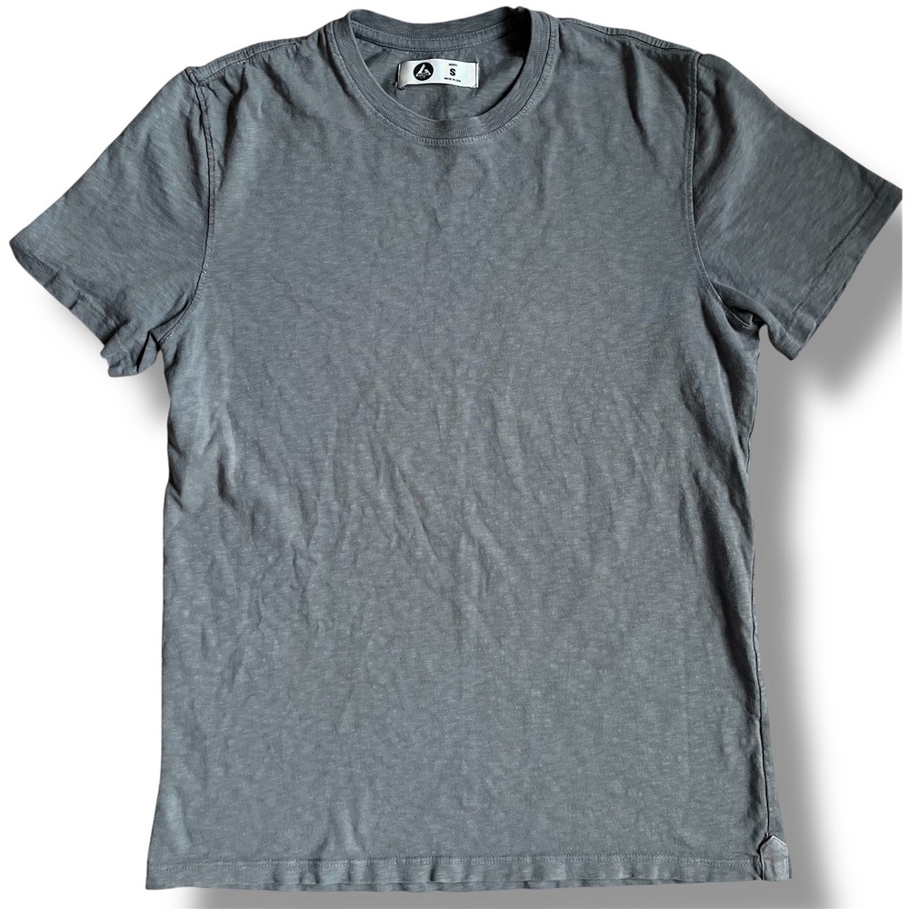 American Giant Mens Cotton Slub Crew Neck T-Shirt Gray Short Sleeve Small USA