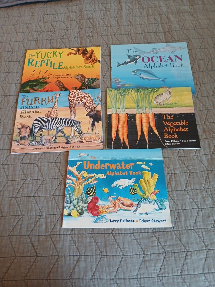Lot 6 Jerry Pallotta Children's Picture Books Alphabet Reptile, Ocean, Vegetable