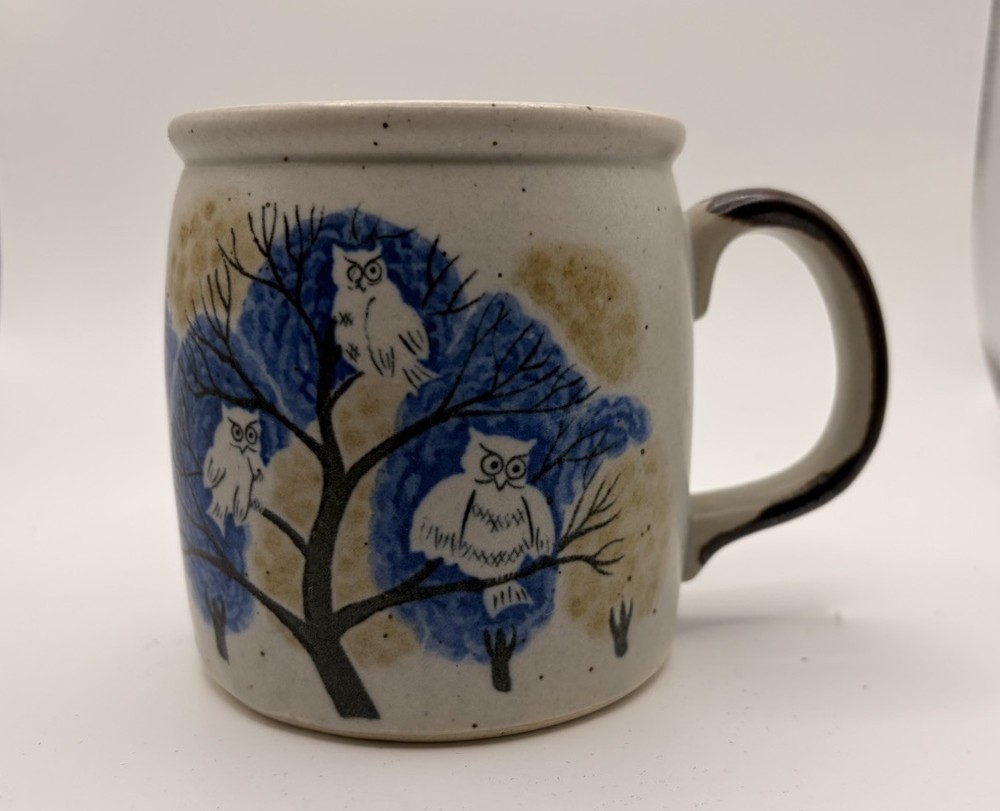 Vintage Stoneware Pottery Owl Collectible Coffee Mug Cup