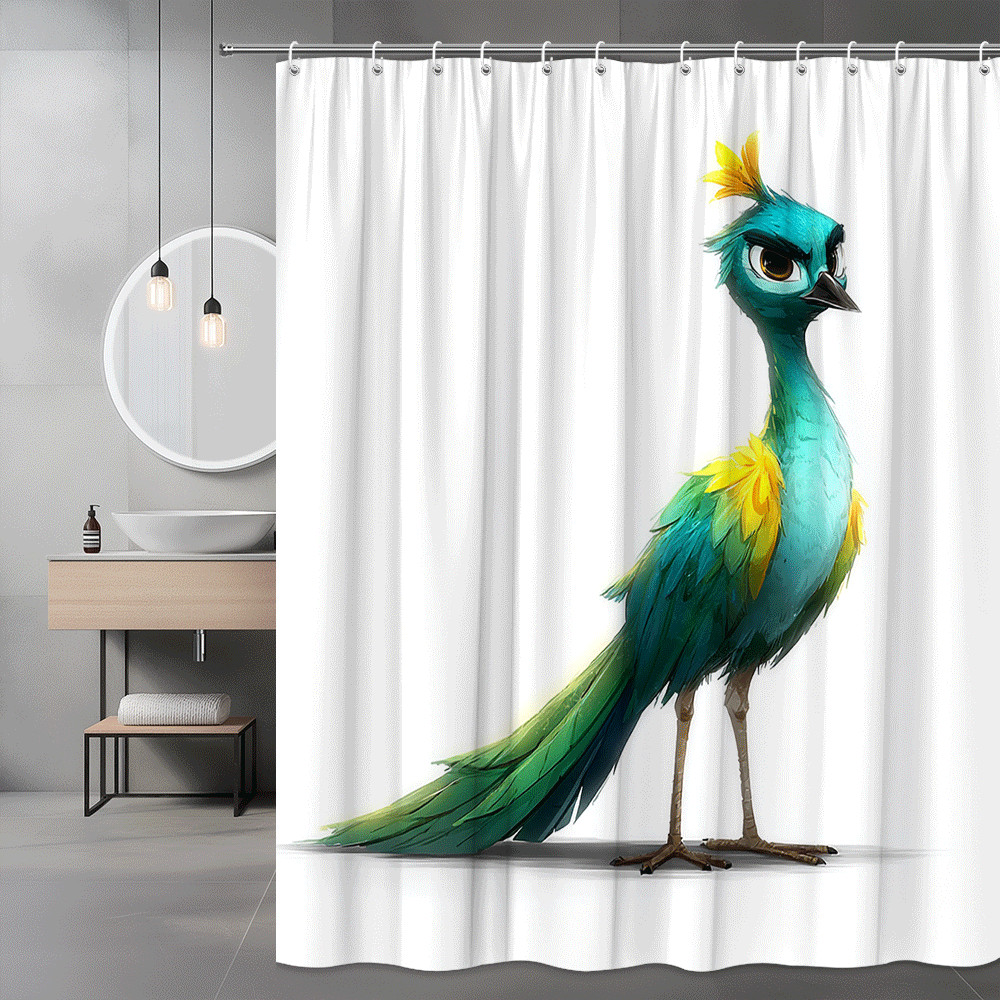 Peacock Bird Shower Curtain Colorful Animal Print