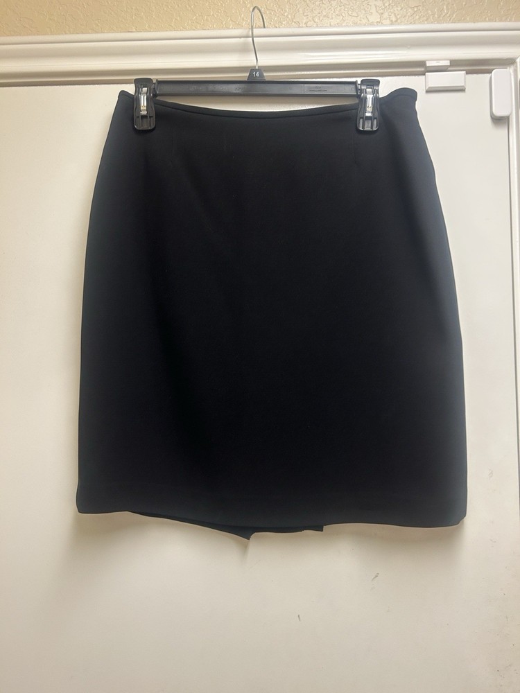 Black Knee Length Straight Pencil Skirt Zip Closure for Women