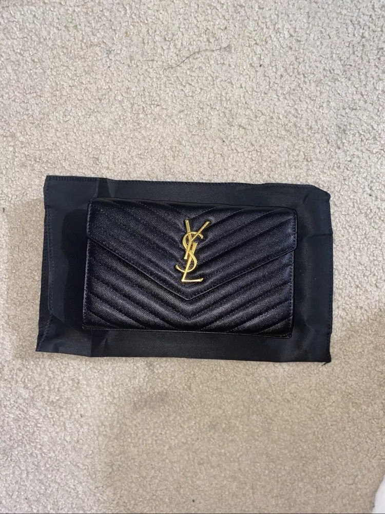 YSL Yves Saint Laurent Black Gold Crossbody Bag
