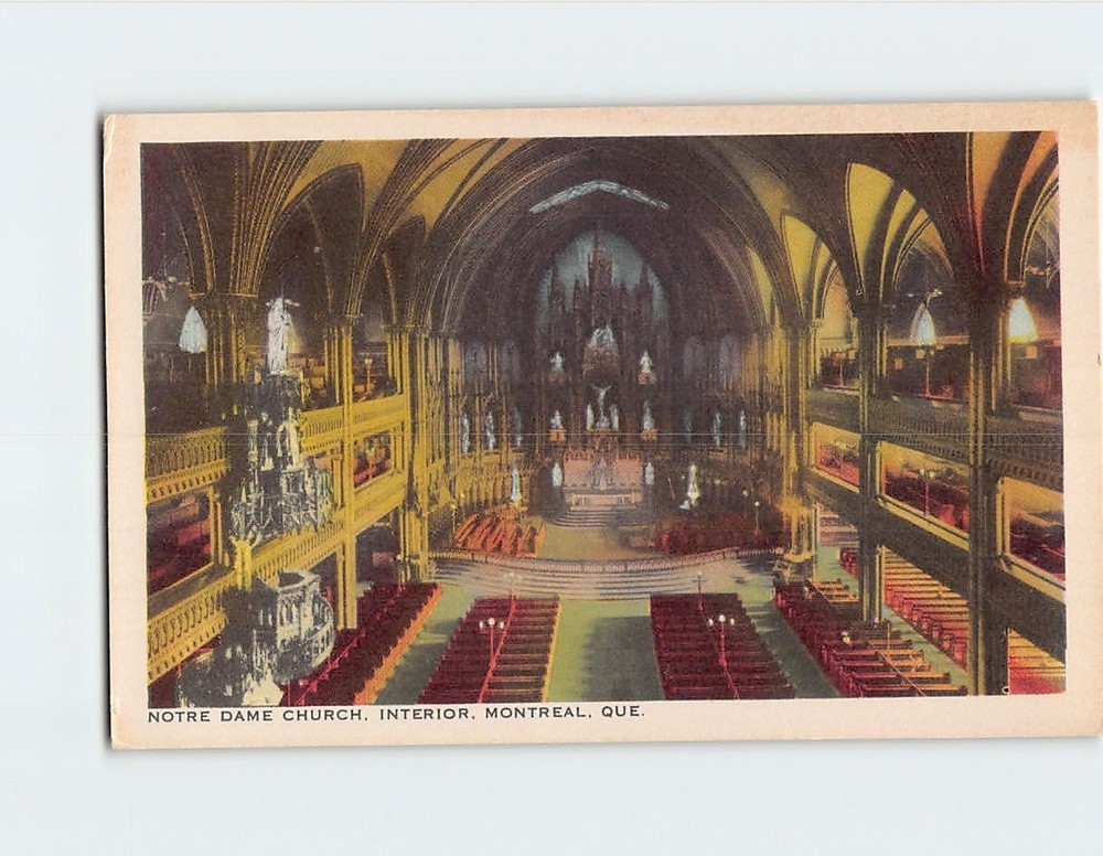Postcard Notre Dame Church Interior Montreal Canada